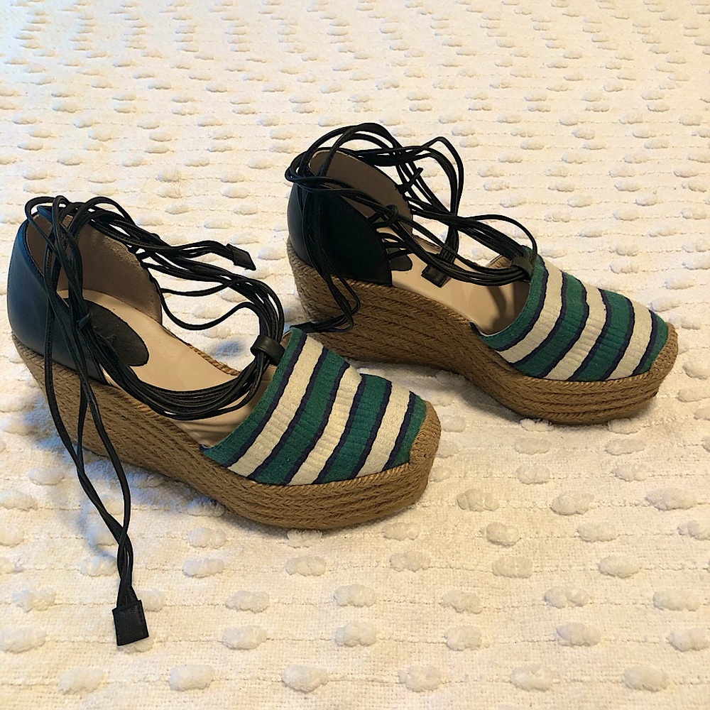 Chloé Striped Espadrille Wedges